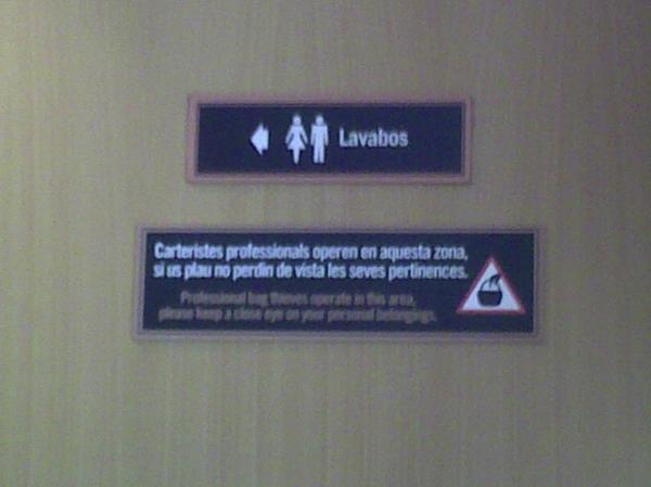 Nota alertando sobre la actividad de carteristas